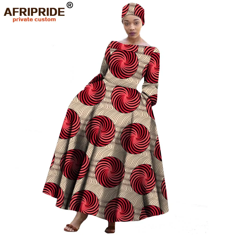 AFRIPRIDE Африканское Макси платье для женщин с длинным рукавом длиной до лодыжки вечерние длинное платье размера плюс с небольшим платком A722559