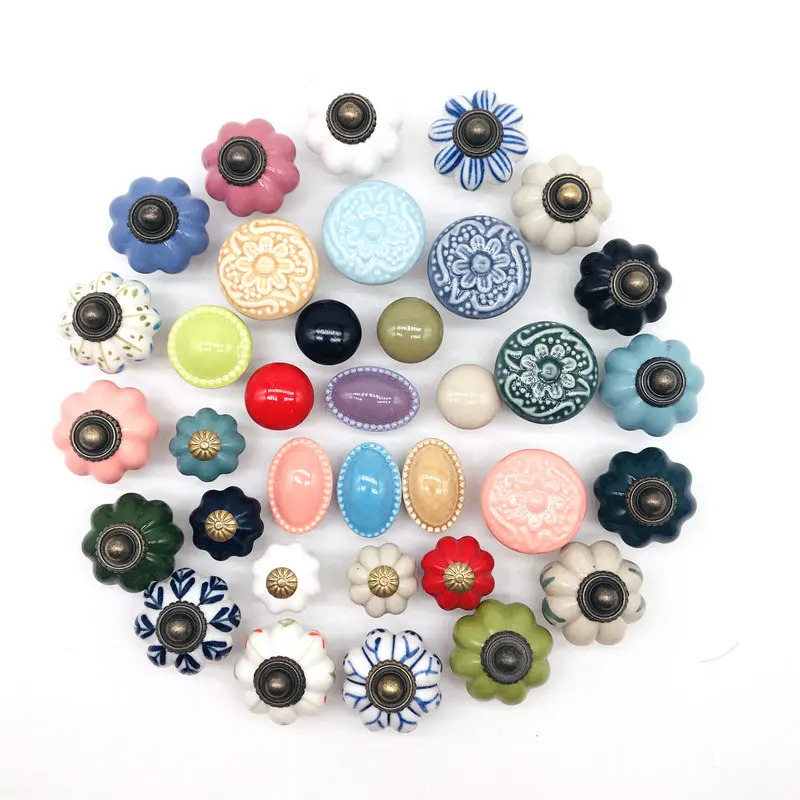 Рельефные Керамические ручки в форме тыквы для кухонного шкафа выдвижного ящика