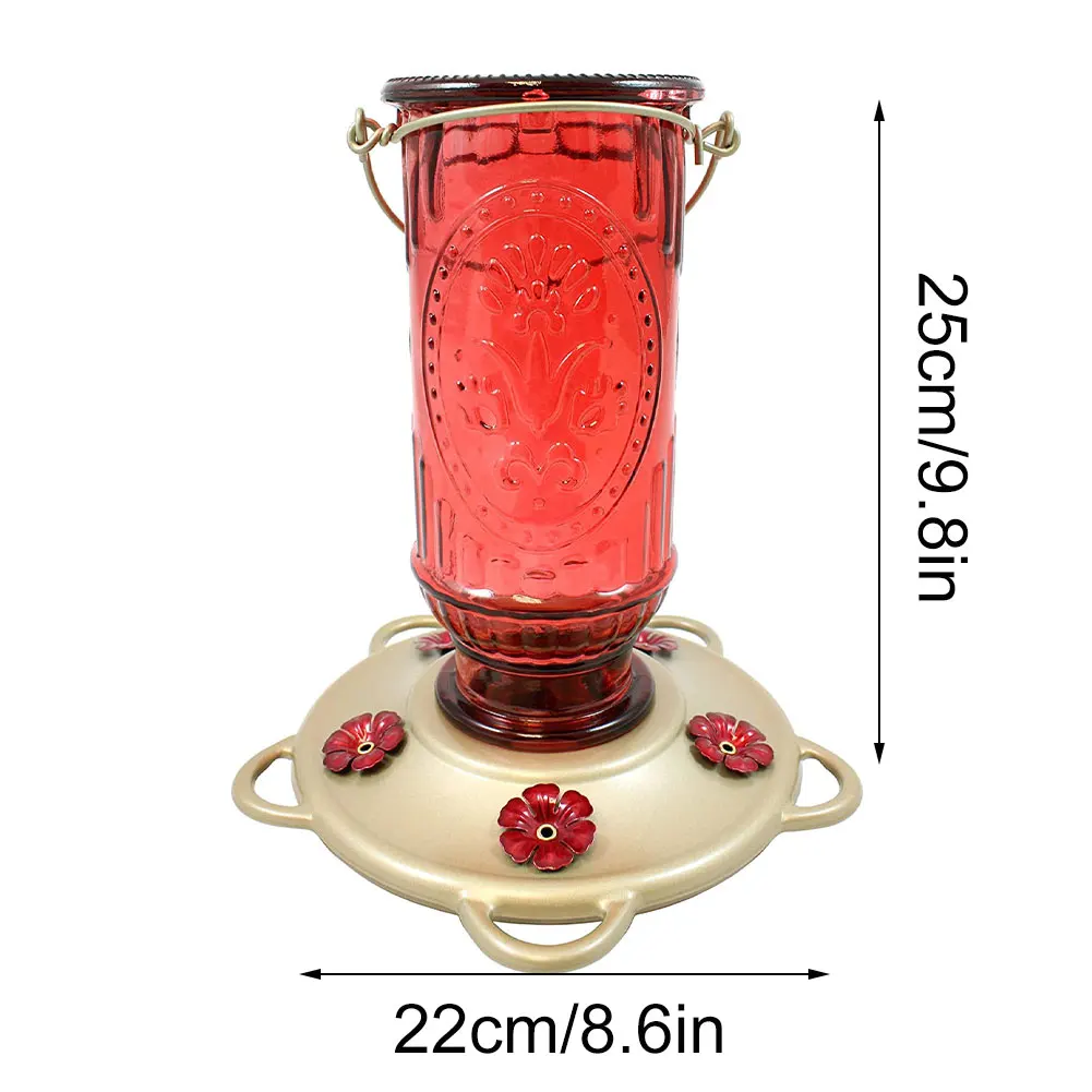 

Hummingbird Feeder Hanging Glass Hummingbird Feeder Wild Birds Feeding Station Tool For Outdoor Garden Courtyard Transparent Red