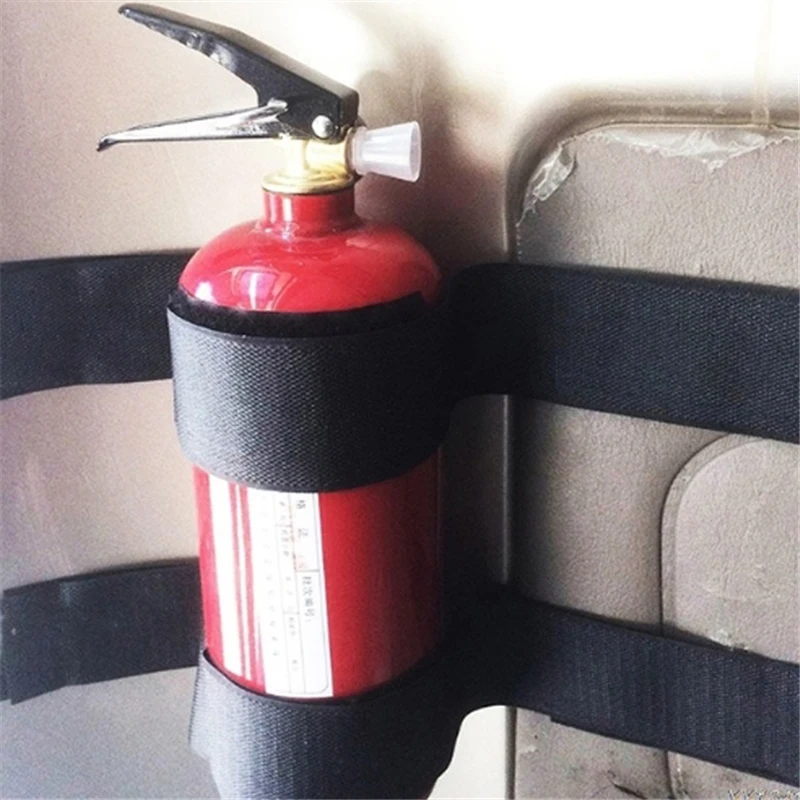 1 Set Black Car Trunk Storage Bag Fire Extinguisher Fixing Strap Velcro Styling Accessories | Автомобили и мотоциклы