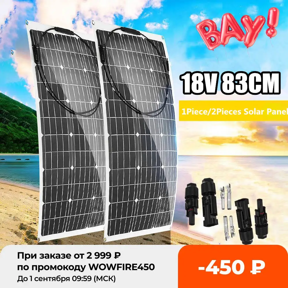 Beli Panel Surya 18V 83CM PET Kit Panel Surya Fleksibel Sistem Surya Pengisi Daya Surya Baterai Mobil RV Lengkap Untuk Rumah Luar Ruangan RV