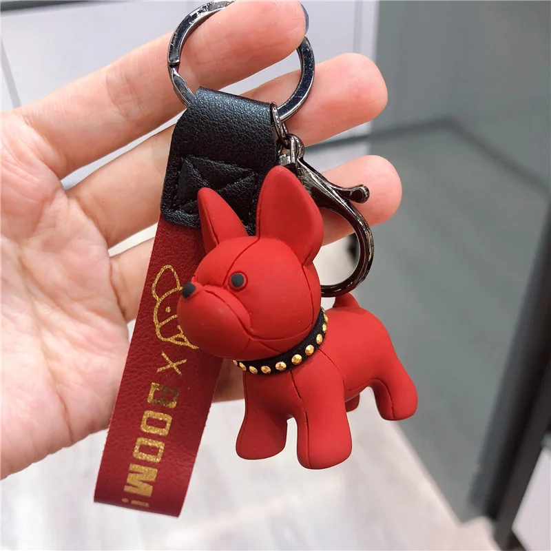 French Bulldog Keychain Resin Animal Dog Keyring Holder Bag Charm Trinket Car Key Ring Chain Couple Pendant Jewelry | Украшения и