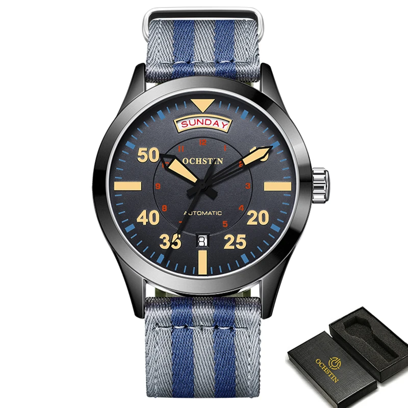 

Современные мужские часы 2020 пилот автоматические механические наручные часы Военные Роскошные Дата Неделя двойной дисплей подарки для муж...