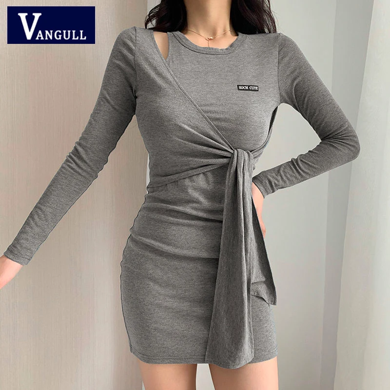 Пикантное женское платье с Вышивкой Букв Vangull дизайнерское облегающее короткое