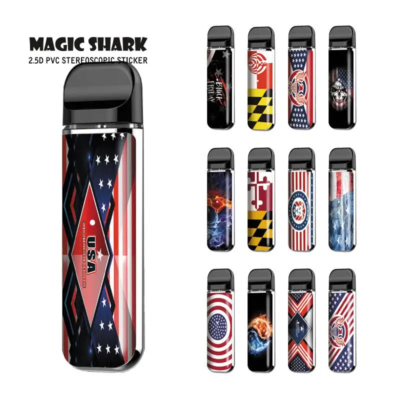 Чехол Magic Shark с наклейкой для вейпа из ПВХ черепом флагом США и звездами