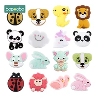 5pc silicone animal beads bpa free baby teething beads diy toy for pacifier clips new born silicone rodent tiny rod baby teether