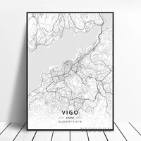 vigo murcia burgos spain map poster black and white art hd print modern art canvas painting for home office decor gift