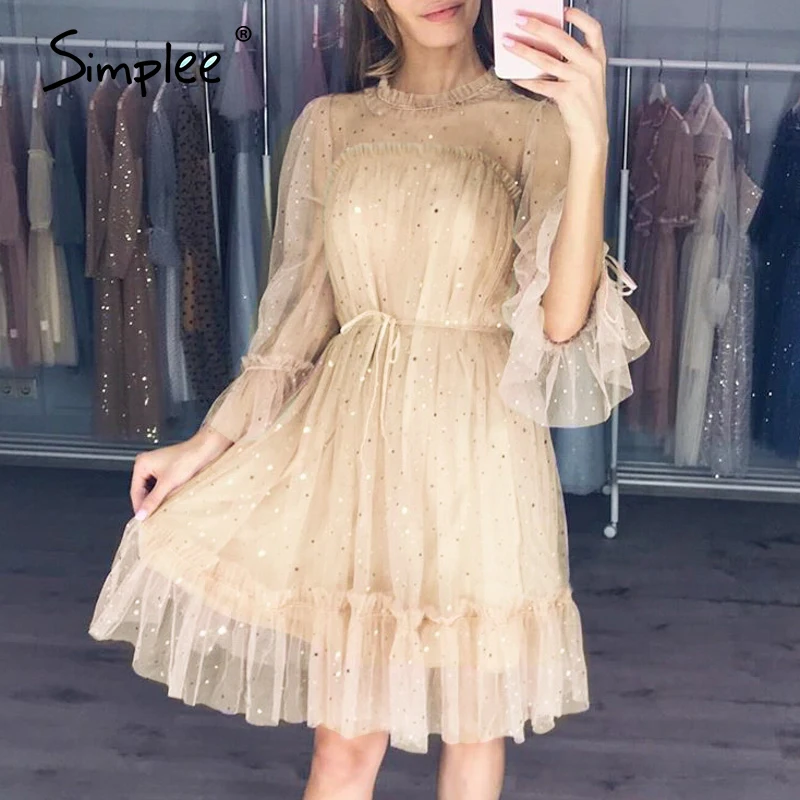 Simplee сексуальное открытое вечернее платье звезда блесток гофрированные створки