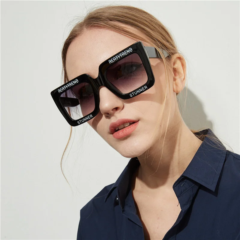 

Alphabetic 2021 Free shipping large square frame sunglasses European and American fashion ladies sunglasses
