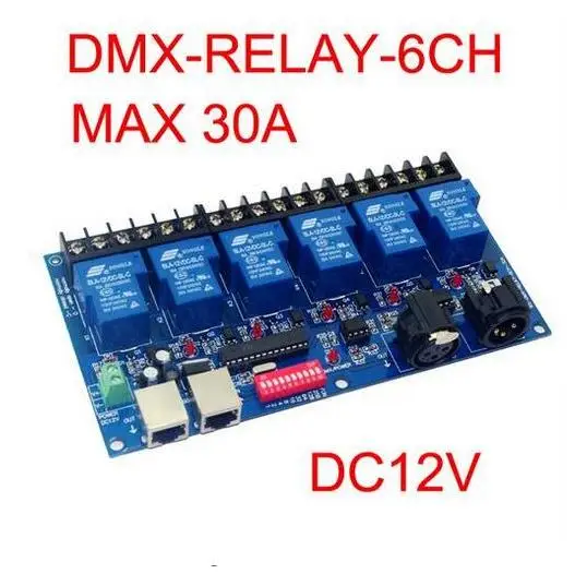1 шт. 6-канальный релейный коммутатор dmx512 Контроллер RJ45 XLR переключатель (Макс 30 а)