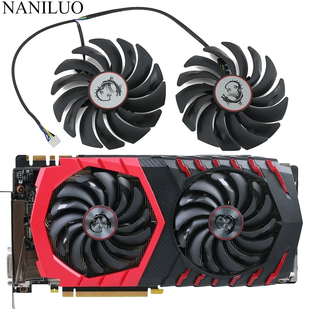 4pin para Msi Rx470 480 570 580 1080 1070 1060 Gaming Placa Gráfica Cooler Fan Pld10010b 2pcs Pld10010s12hh Dc12v 0.40a Gtx1080ti