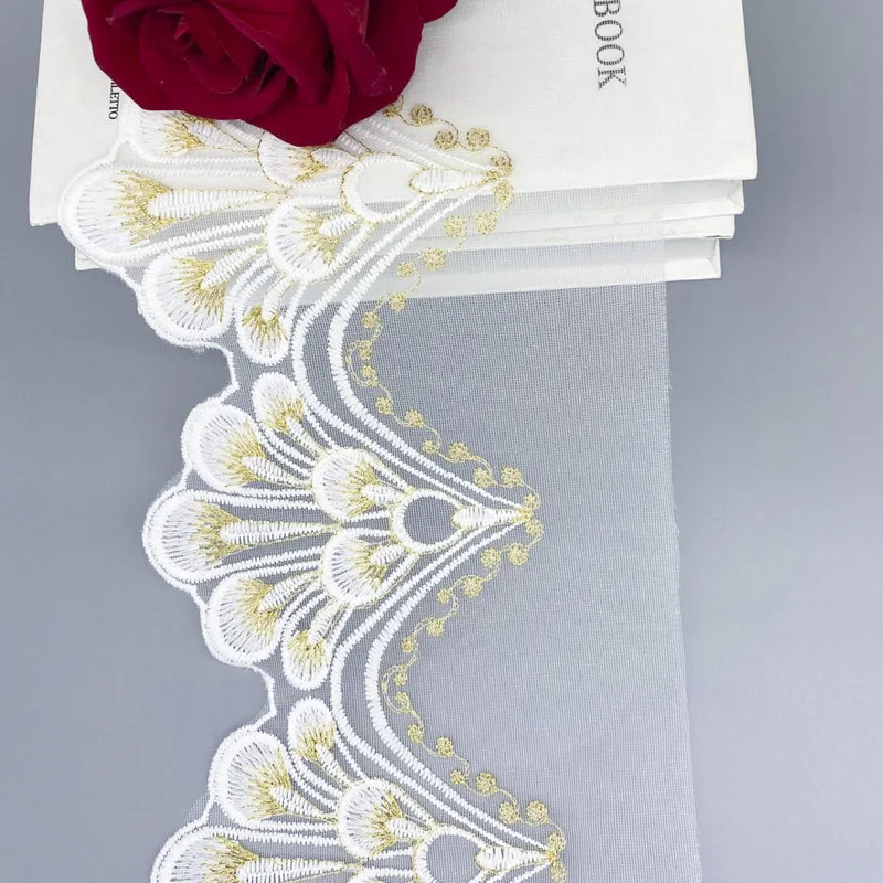 1 ярд вышивка Золотая кружевная ткань ширина 18 см гипюр сетка отделка ленты лента