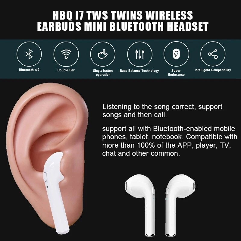 I7S TWS беспроводные bluetooth-наушники-вкладыши, музыкальные наушники, набор стерео гарнитура с зарядным устройством для iPhone samsung Xiaomi