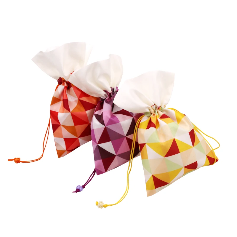 

Wholesale Fashion 13*20cm 10pcs/lot Jewelry Satin Bag Pouch Square Pattern Party Bead Packing Candy Silk Drawstring Pocket Bags