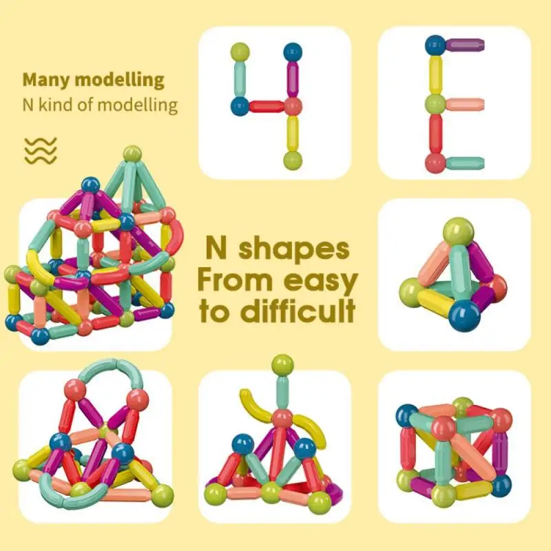 

Children's Assembling Magnetic Building Blocks Toy Ever-changing Inserting Magnetic Spelling Magnetic Rod Early Education Gift