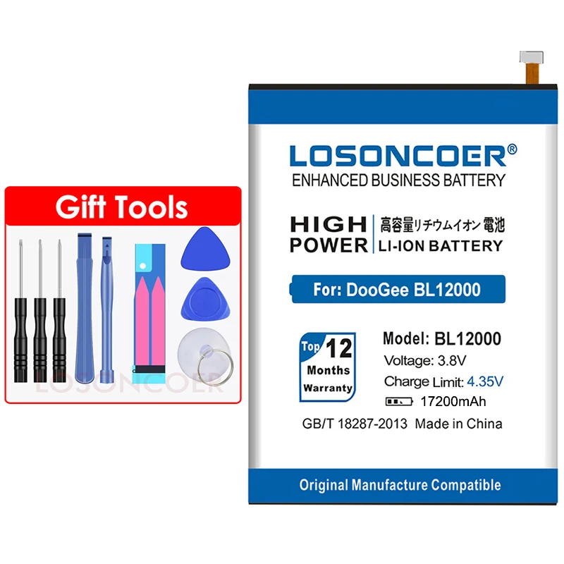 LOSONCOER 17200 мАч BL12000 батарея Для DOOGEE BL12000 BL12000 Pro батарея MTK6763T Мобильный телефон батарея