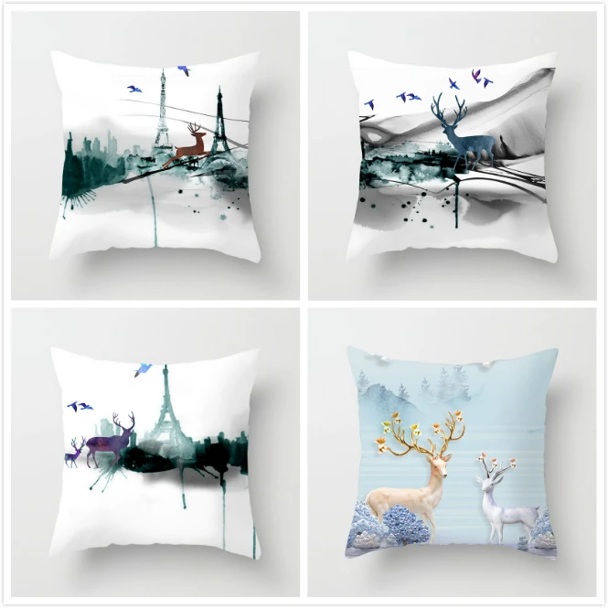 Наволочка Fuwatacchi с рисунком рождественского оленя и леса чехол для дивана