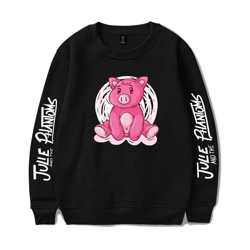 

Funny Fashion Cartoon Pink Pig Kawaii Hoodie Pullover Men Women Capless Sweatshirts Long Sleeve Couple Hoodies White Black Tops