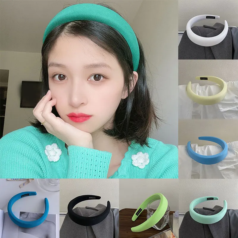 

Vintage Padded Headbands For Women Non-Slip Thick Hair Hoop Girls Sponge Hairband Candy Color Head Hoop Simple Hair Accessories