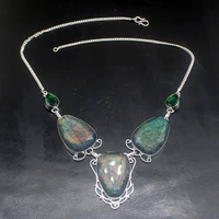 gemstonefactory jewelry big promotion 925 silver dichroic glass green topaz ladies women chain necklace 48cm 20213546