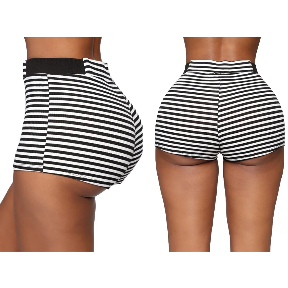 

Fashion Women Striped Two-piece Outfit Short Vest with Decorative Button Tie Waist Shorts Casual Style Clothes