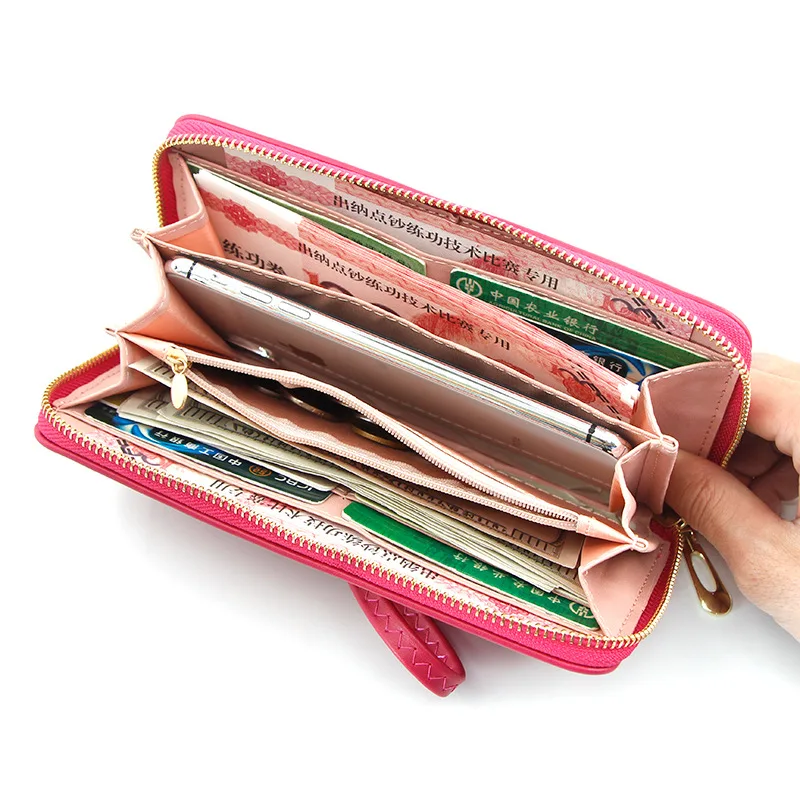 New European and American women's wallet holding bag long zippered large-capacity mobile phone bag empty handbag wallet  luxury