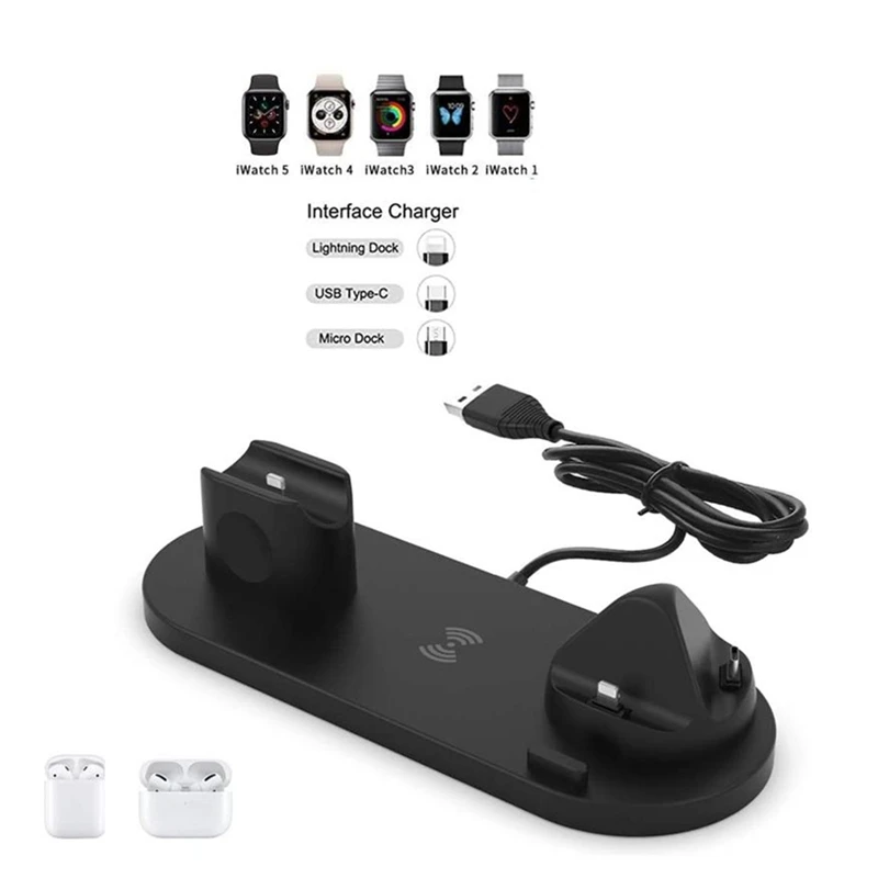 Беспроводное зарядное устройство 4 в 1 беспроводная зарядная док-станция для Apple