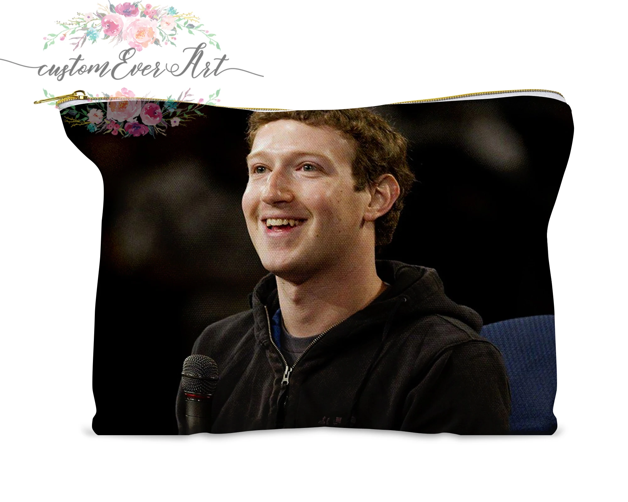 

Mark Zuckerberg cosmetic bag personalized small makeup bag funny makeup organizer toiletry bag zipper pouch