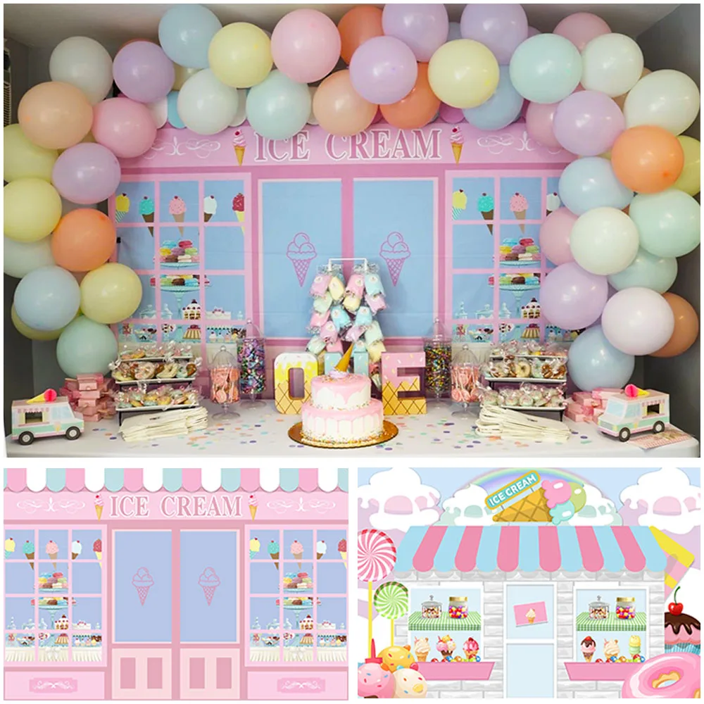 Фон для фотографирования с изображением мороженого вечеринки в честь Дня