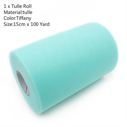 100Yard Tiffany Фатиновая юбка-пачка в рулоне, 15 см, 100 ярдов, сделай сам подарочная упаковка для дня рождения, вечеринки, Рождества, свадьбы, для детей - Color: 100Yard Tiffany