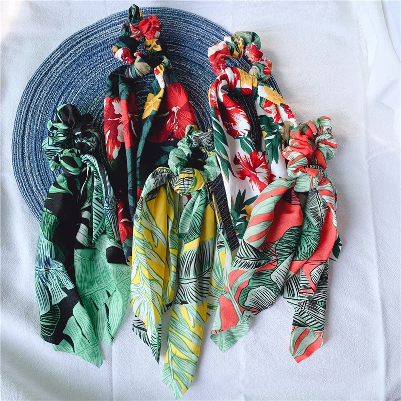 Женские резинки для волос с бантом в стиле бохо модные принтом держатель