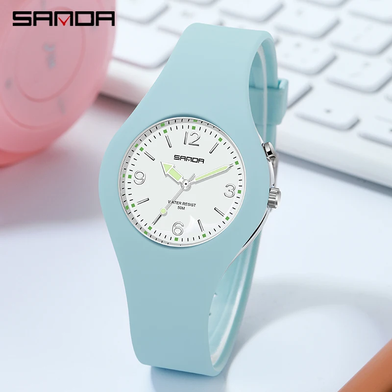 

SANDA 2021 Новые горячие продажи женские модные простые часы Роскошные повседневные спортивные водонепроницаемые кварцевые часы 6059