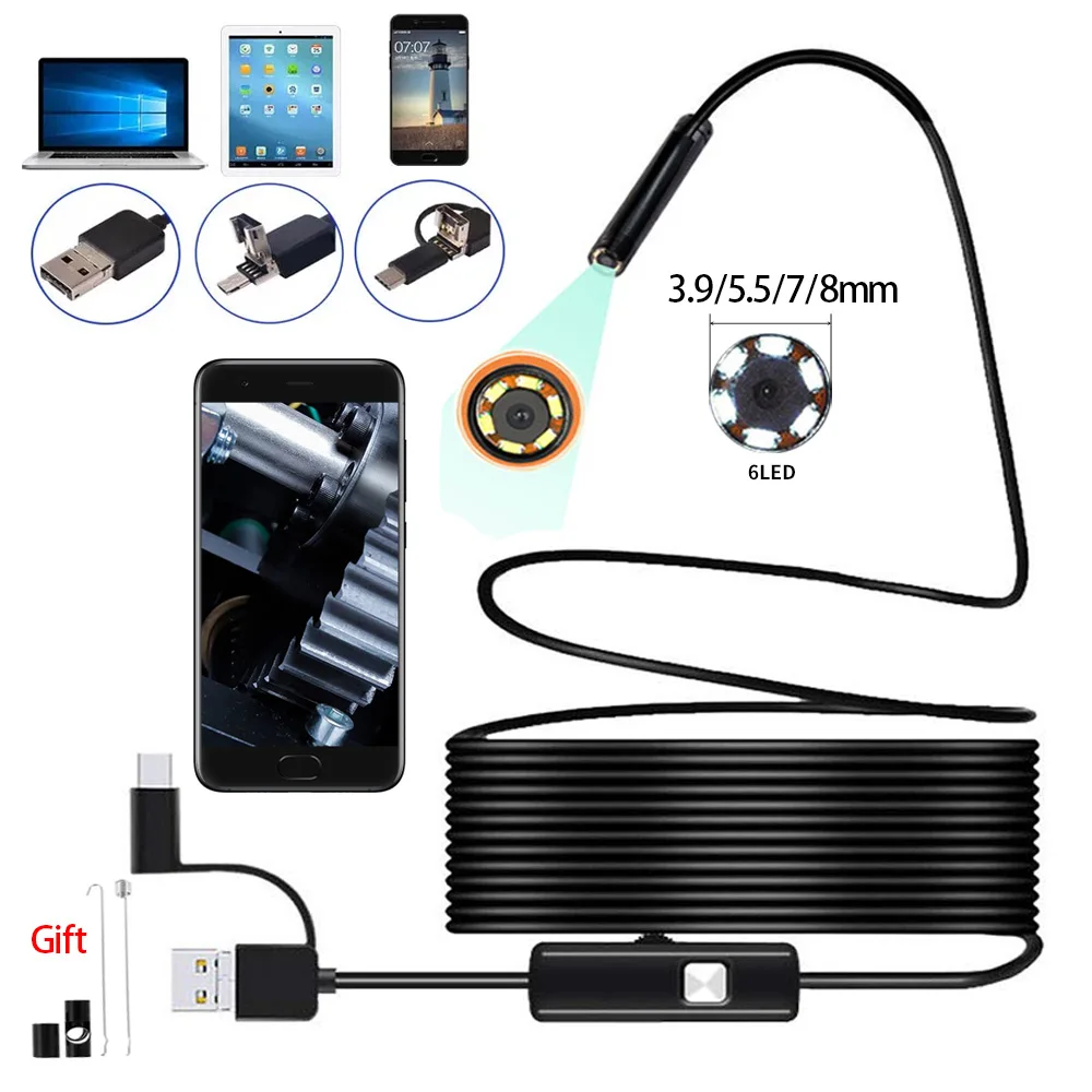 

Mini Pc Endoscope for Cars Android Phones Smartphone Micro Usb C Endoscopic Mobile Video Engine Cylinder Inspection Camera Tool