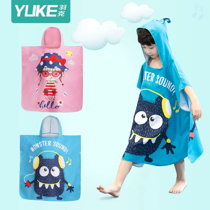 YUKE Infant Robe Children's Toalha Cape Cloak Cartoon Kids Hooded Beach Towel Blanket Super Absorbent Bath Towel Swim Pool Towel