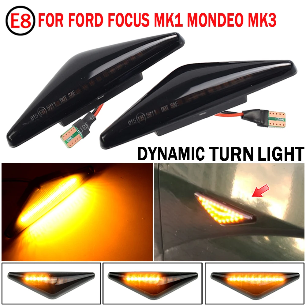 

2pcs Car Lights For Ford Mondeo MK III MK3 2000-2007 LED Dynamic Turn Signal Light Side Fender Marker Sequential Blinker Lamp