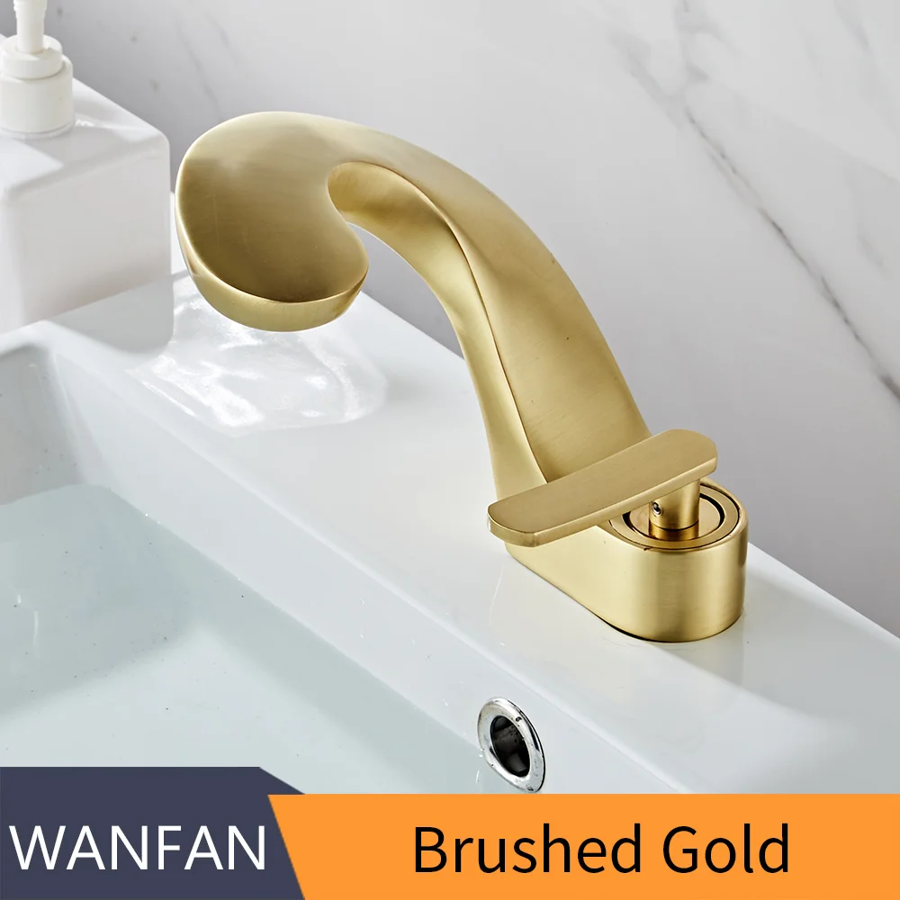 Brushed Gold Смеситель для раковины, кран для раковины, черный смеситель с краном, смеситель с одной ручкой на одно отверстие, смеситель для горячей и холодной воды, кран 9520L - Цвет: Brushed Gold