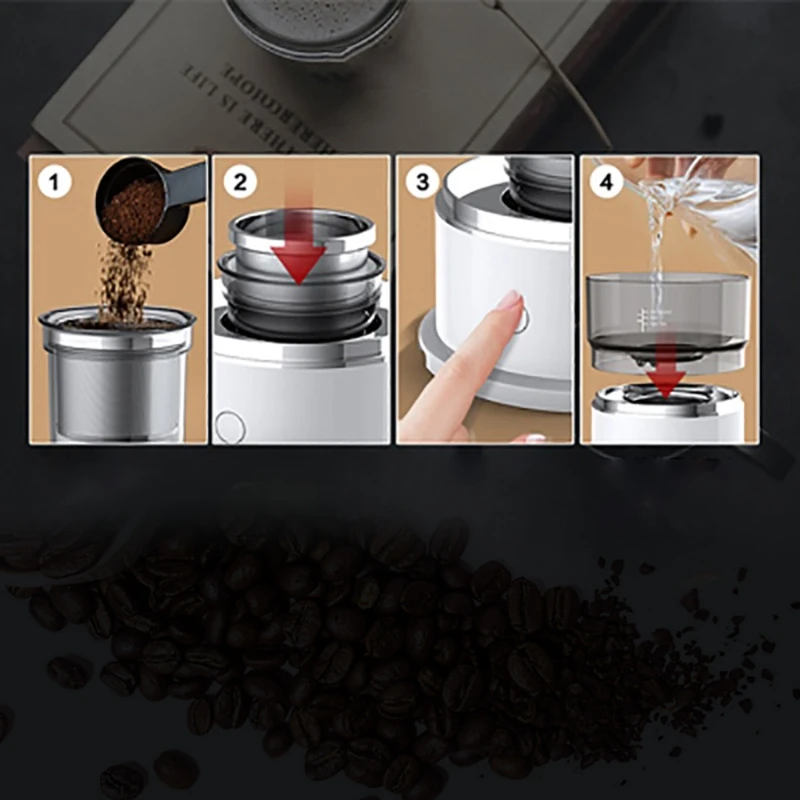 

Automatic Hand Rotating Coffee Maker Stainless Steel Filter Electric Auto Coffee Machine for Home Office Outdoor Travel