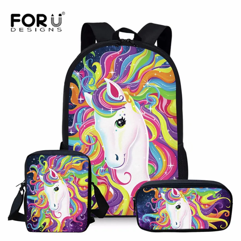 Школьный ранец с рисунком лошади FORUDESIGNS для девочек и мальчиков подростков