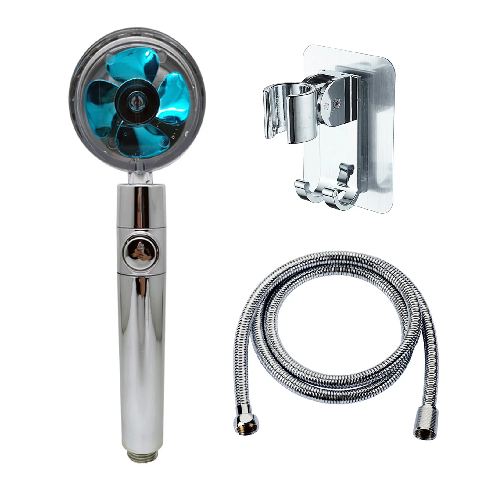 

Handheld Shower Head High Pressure High Pressure Rotate Shower Head with Holder Hose Propeller for Bathroom