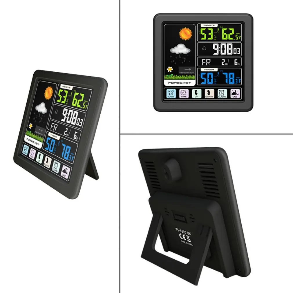 

TS-3310-BK Full Touchs Screen Wireless Weather Station Multi-function Color Screen Indoor and Outdoor Temperature Drop Shipping