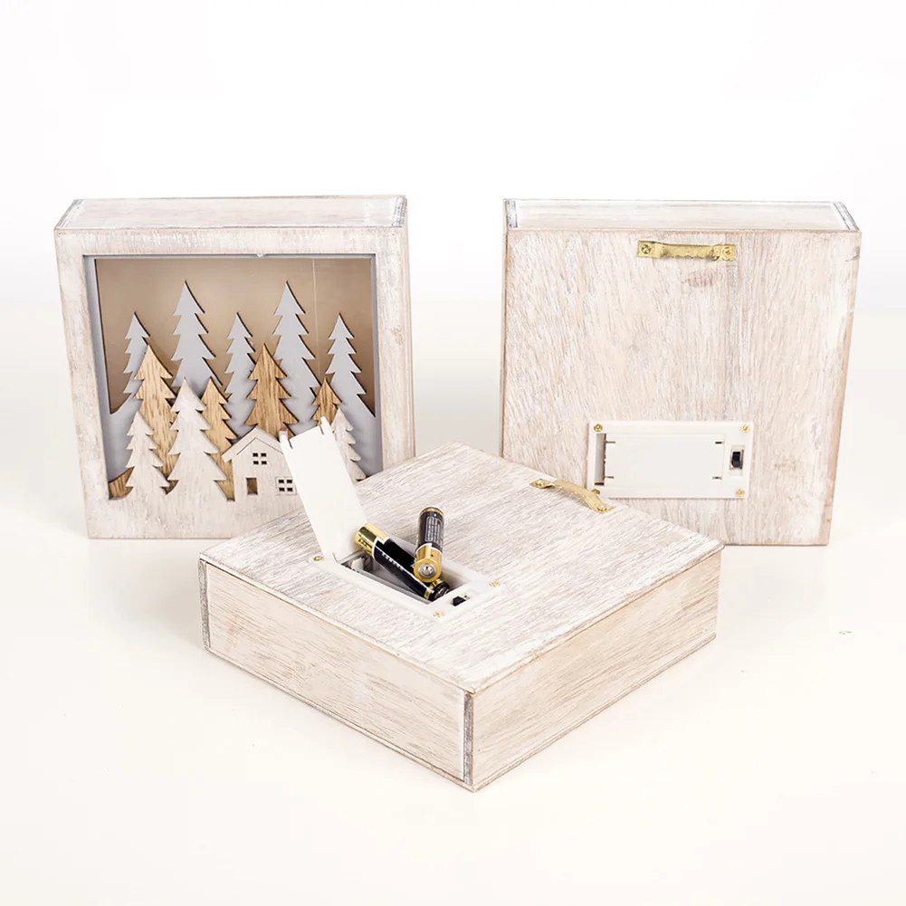 Деревянная светодиодная подсветка квадратная коробка украшения подарок для
