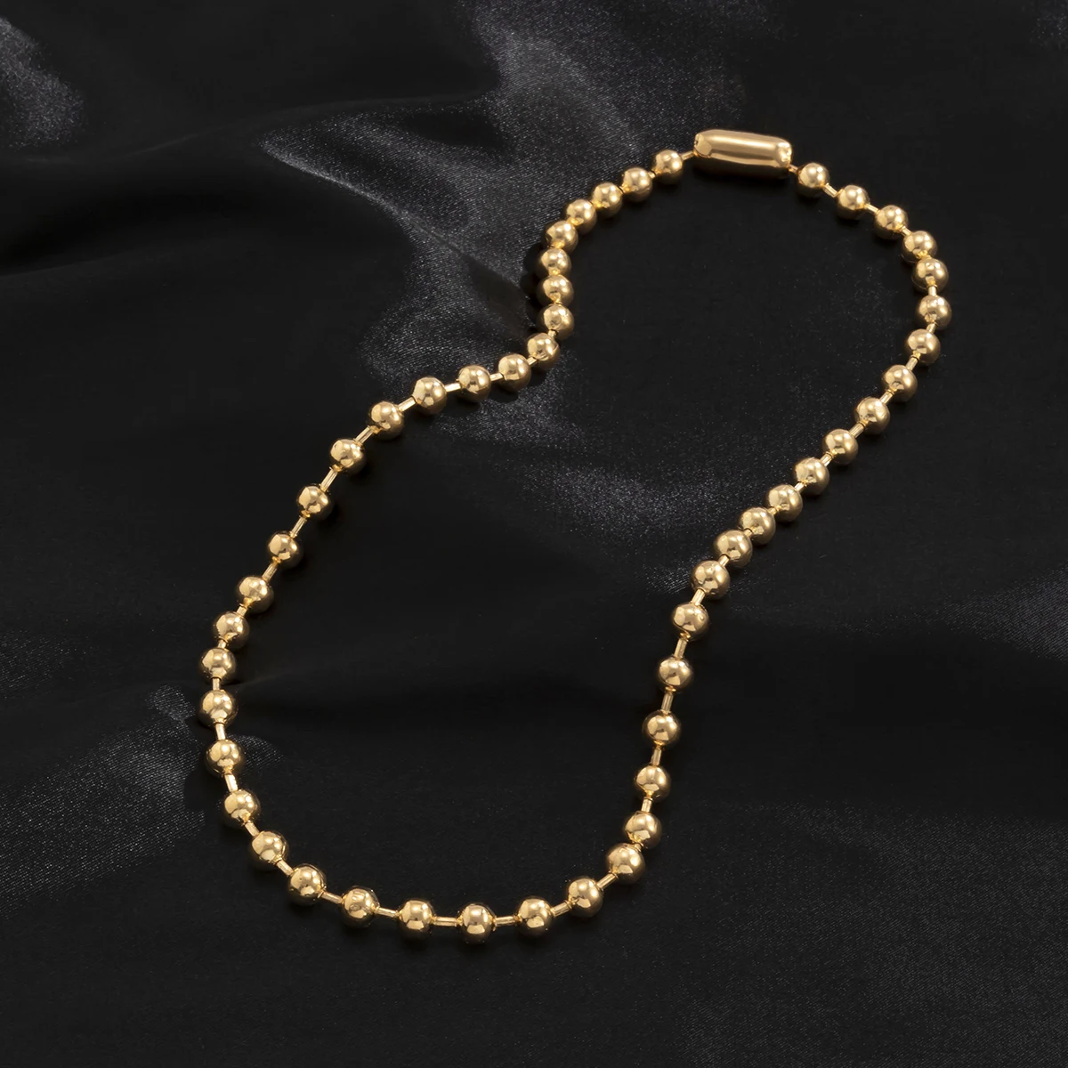 

KunJoe Classic Simple Tennis Ball Chain Choker Necklace for Men Women Retro Gold Silver Color Beads Necklace Jewelry Accessories