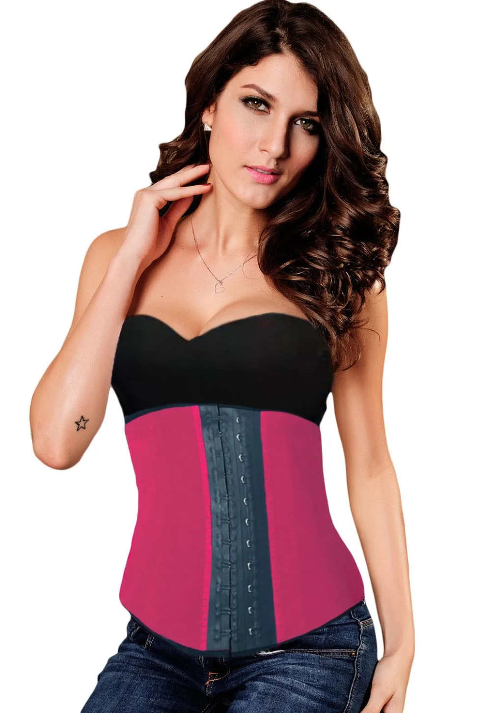 

2022 Sexy Women Rosy/Blue 9 Steel Boned Latex Waist Steampunk Underbust Corset Plus Size Espartilho Underbust