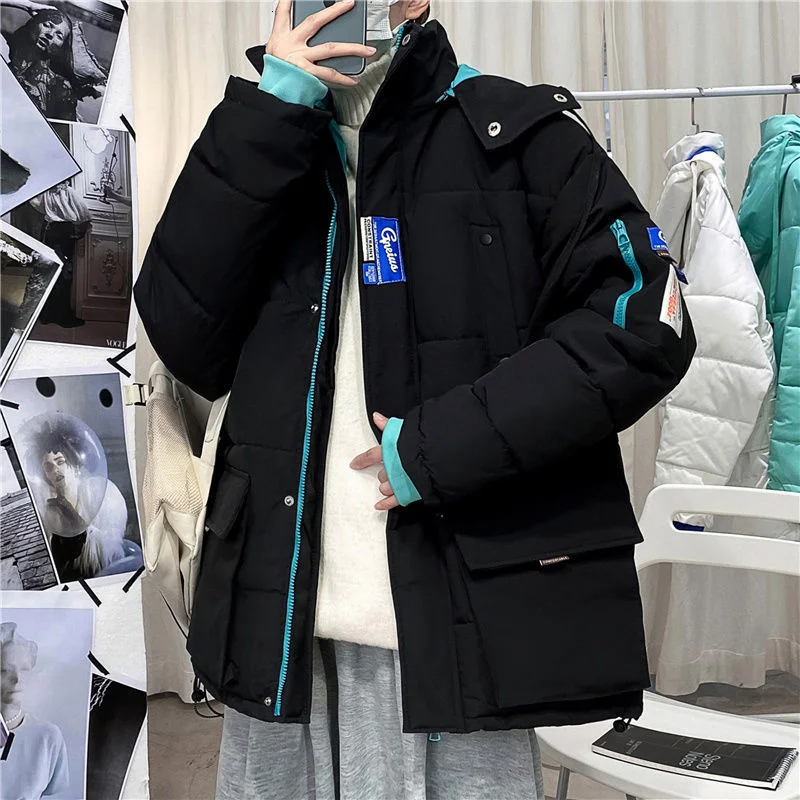 

Hybskr Winter Warm Thicken Jackets For Men Hooded Parkas 2021 Big Pocket Korean Man Casual Coats M-3XL Male Clothing