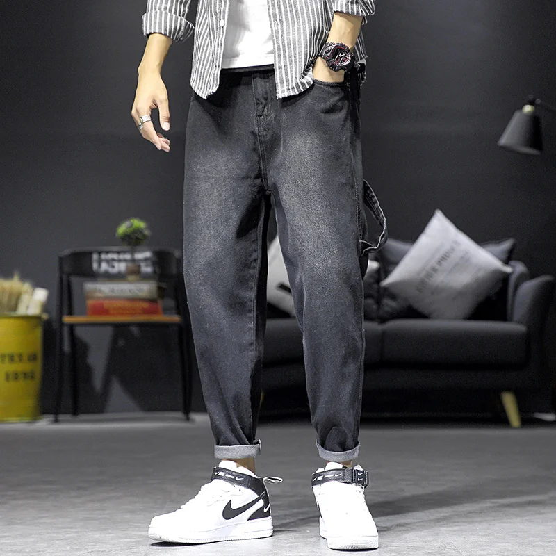 Брюки FAVOCENT осенние мужские модные хлопковые джинсы черные свободные