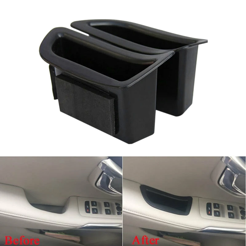 

2Pcs/Set Black Front Door Handle Storage Box Container Holder Tray Car Accessories for Volvo V40 V40Cc