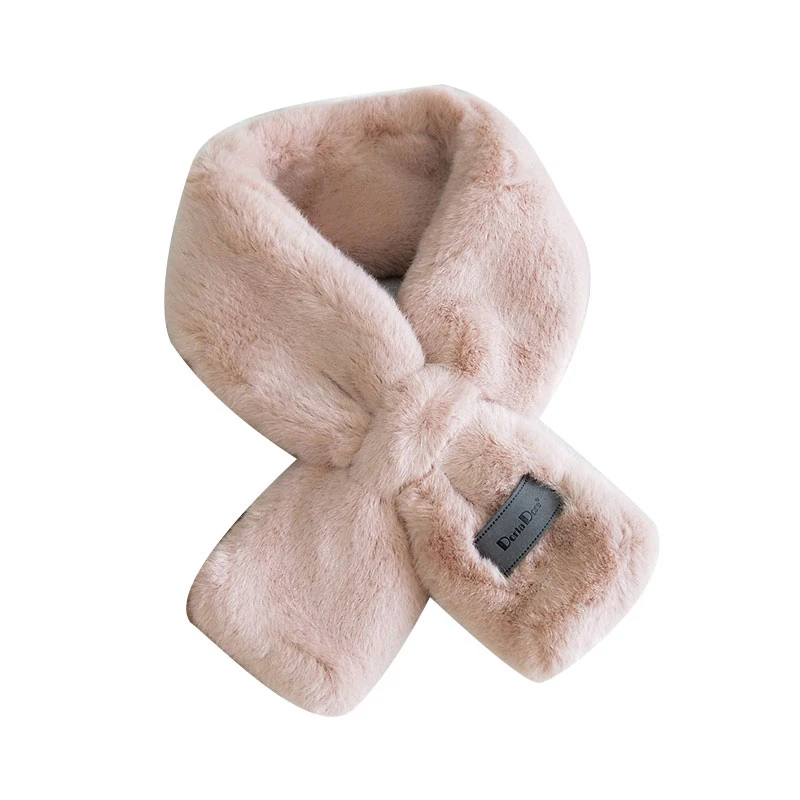 

Women Faux Fur Neck Warmer Sweet Girls Scarf Female Plush Neck Collar Scarves Fashion Solid Long Scarves Thick Ladies Muffler