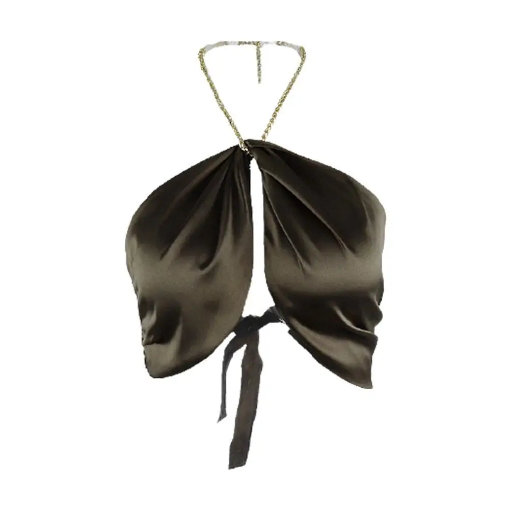 Пикантные шифрования без рукавов цепи Холтер Топы с низким вырезом на спине Топ