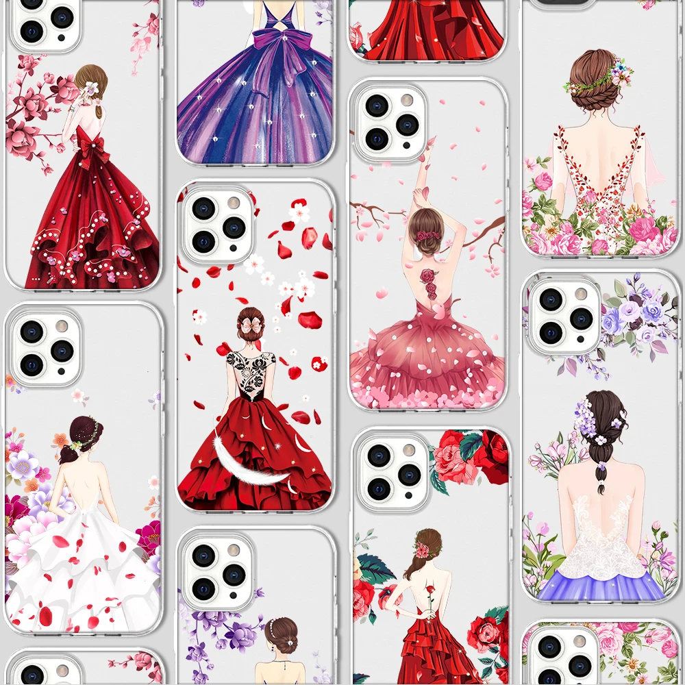 

Ciciber Funda Case for Iphone 13 Case for IPhone 12 13 11 Pro XR 7 X XS MAX 8 6 6S Plus 5S SE 2020 Silicone Woman Flower Fashion