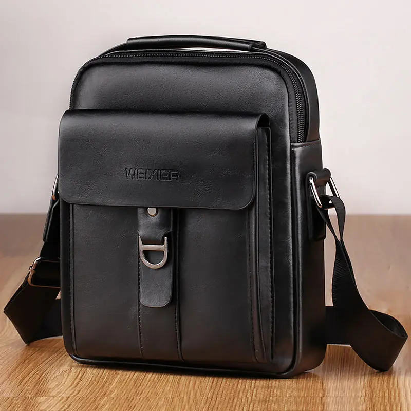 8606 Black New Fashion Man Leather Messenger Bag Vintage Men Tote Bags Handbags Male Crossbody Single Shoulder Business Bags for Men - Цвет: 8606 Black